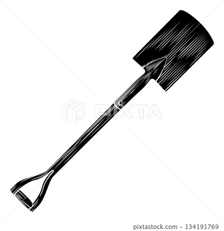 Vintage Woodcut Gardening Shovel Garden Spade Tool Vintage Woodcut Gardening Shovel Garden Spade Tool 134191769