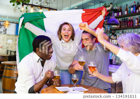 Happy diverse group celebrating Italy Happy diverse group celebrating Italy 134191811