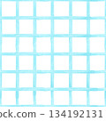 Seamless blue square pattern. Vertical and horizontal lines form a square grid. Watercolor and marker illustration. Hand drawn, isolated. Suitable for packaging, textiles, wallpaper and backgrounds 134192131