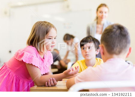 Children performing group tasks 134192211