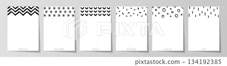 一組手繪風格可愛抽象圖樣插畫插圖便條紙筆記本內頁設計圖向量素材圖片 134192385