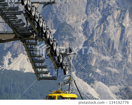gondola lift in dolomites detail 134192776