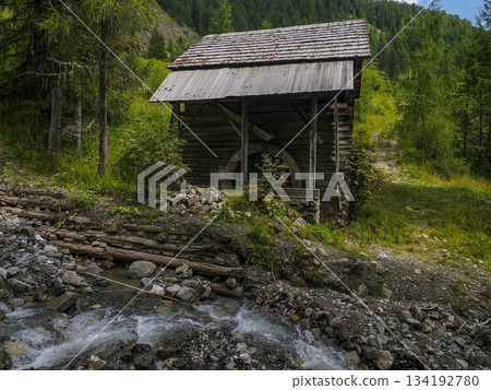 Watermill in dolomites mountains detail Watermill in dolomites mountains detail 134192780