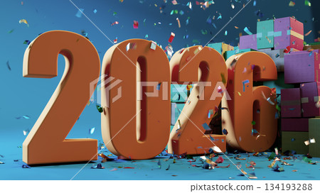 Festive 2026 Celebration, Gift Boxes, Confetti, and Giant 2026 Numerals Ready for New Year Campaign Festive 2026 Celebration, Gift Boxes, Confetti, and Giant 2026 Numerals Ready for New Year Campaign 134193288