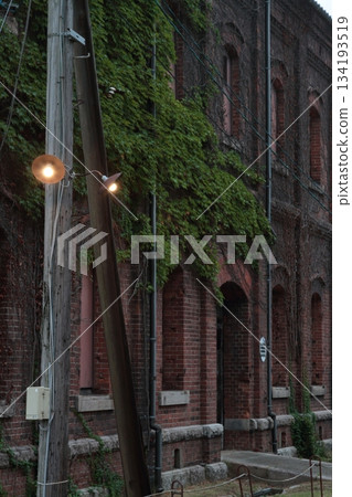 Light-up red brick warehouse Light-up red brick warehouse 134193519