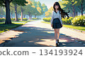 Young woman walking in autumn park 134193924