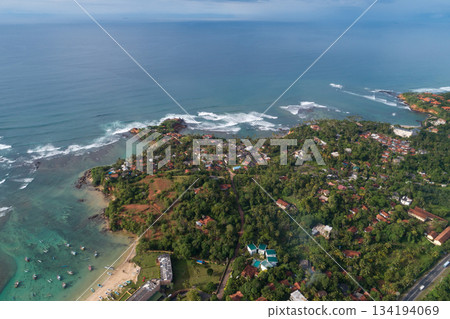 Aerial view of beautiful seascape with fisherman village in sri lanka Aerial view of beautiful seascape with fisherman village in sri lanka 134194069