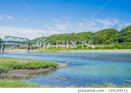 Tenryu Hamanako Railway tracks and streetscape in Hamamatsu City (Shizuoka Prefecture) 134194311