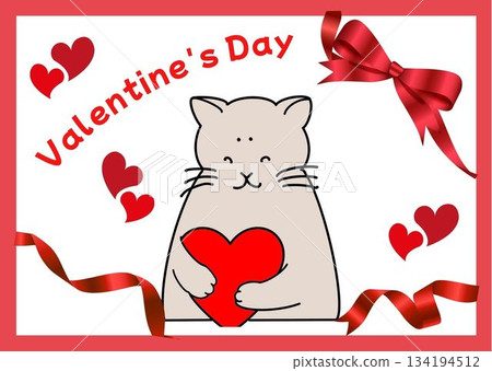 Valentine's Day hearts and cats 134194512