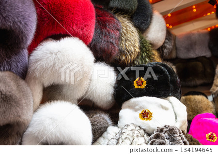 Russian souvenir hats-earflaps of different colors Russian souvenir hats-earflaps of different colors 134194645