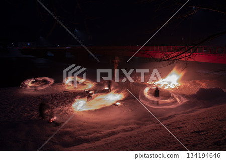 Akita Festival to get rid of evil with a ring of fire Akita Festival to get rid of evil with a ring of fire 134194646