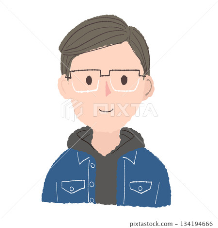 Casual fashion man wearing glasses | Hand-drawn illustration icon Casual fashion man wearing glasses | Hand-drawn illustration icon 134194666