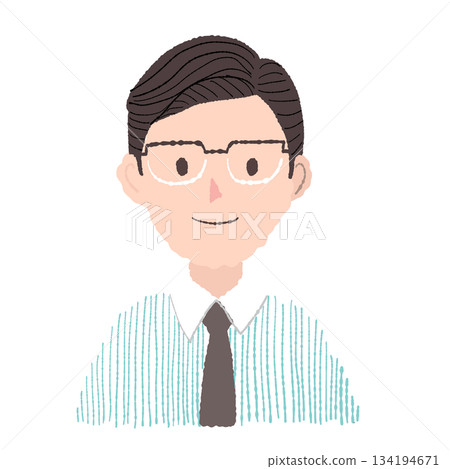 A man wearing glasses and a striped shirt | Hand-drawn illustration icon A man wearing glasses and a striped shirt | Hand-drawn illustration icon 134194671