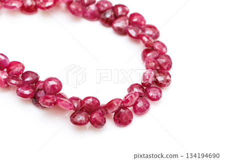 Natural ruby briolette cut beads / deep red natural gemstone material 134194690