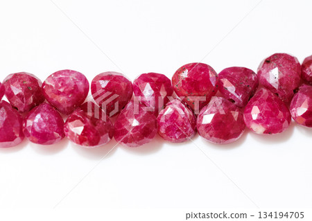 Natural ruby briolette cut beads / deep red natural gemstone material 134194705