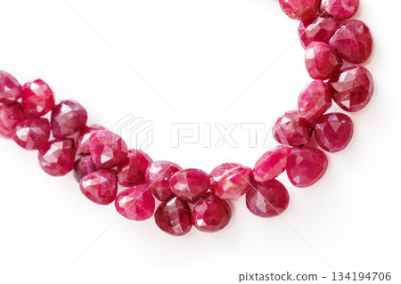 Natural ruby briolette cut beads / deep red natural gemstone material 134194706