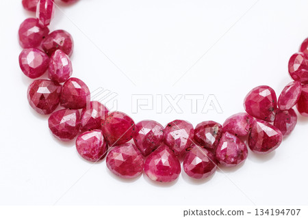 Natural ruby briolette cut beads / deep red natural gemstone material 134194707