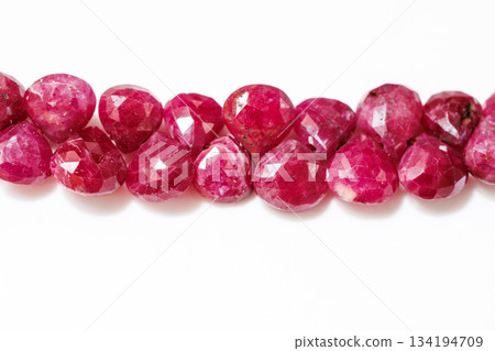 Natural ruby briolette cut beads / deep red natural gemstone material 134194709