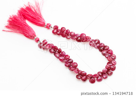 Natural ruby briolette cut beads / deep red natural gemstone material 134194718