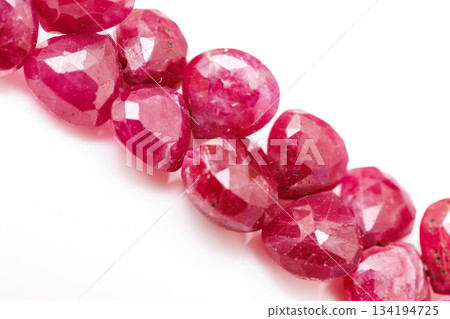 Natural ruby briolette cut beads / deep red natural gemstone material 134194725