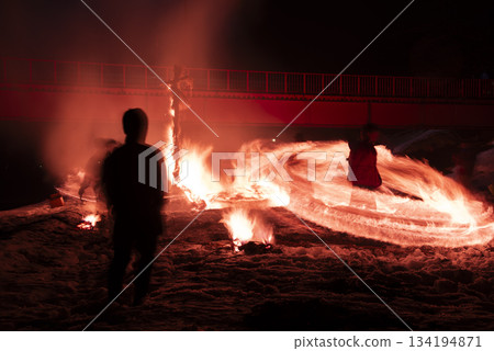 Akita Festival to get rid of evil with a ring of fire Akita Festival to get rid of evil with a ring of fire 134194871