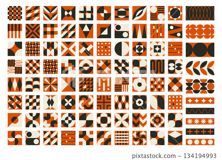 set, collection of abstract bauhaus geometric pattern shapes, vector trendy modern elements design set, collection of abstract bauhaus geometric pattern shapes, vector trendy modern elements design 134194993
