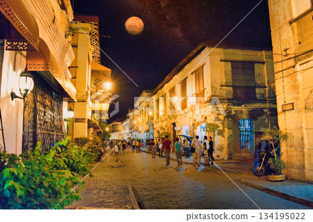 Night view of the Vigan Historic District, a World Heritage Site Night view of the Vigan Historic District, a World Heritage Site 134195022
