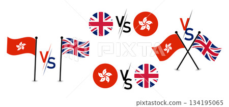 Hong Kong vs. United Kingdom Flags: International Relations and Competition Graphics. 134195065