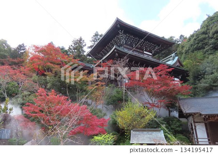 Miyajima Daisho-in Temple Maniden Hall and Autumn Leaves Miyajima Daisho-in Temple Maniden Hall and Autumn Leaves 134195417