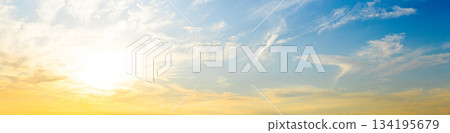 A dramatic landscape of blue sky, clouds and sunset A dramatic landscape of blue sky, clouds and sunset 134195679