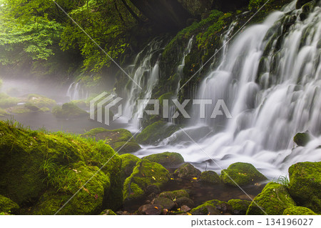 [Akita Prefecture_Mototaki Underground Water] River mist created by the underground water of Mt. Chokai. Summer, July 134196027
