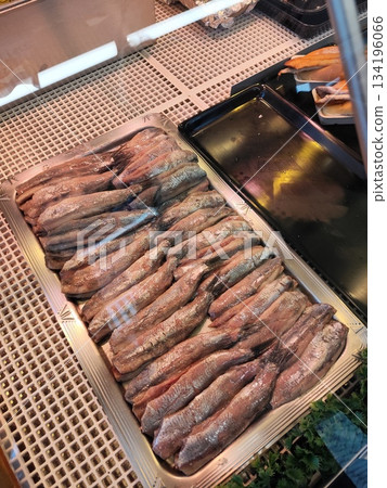Holland herring in Volendam Netherlands fish street food Holland herring in Volendam Netherlands fish street food 134196066