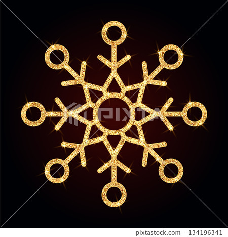 Gold glitter snowflake icon. Winter Christmas sparkling design Gold glitter snowflake icon. Winter Christmas sparkling design 134196341