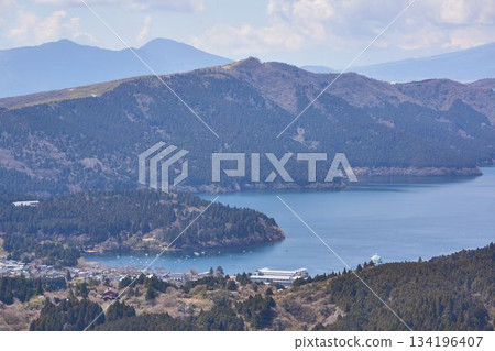 Lake Ashi from Mount Taikan, Hakone, Kanagawa Prefecture 134196407