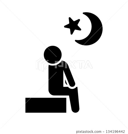 Silhouette of a man sitting and gazing at the night sky Silhouette of a man sitting and gazing at the night sky 134196442