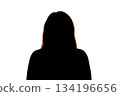 Silhouette of young woman facing camera on white background 134196656