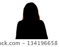 Silhouette of young woman using smartphone on white background 134196658