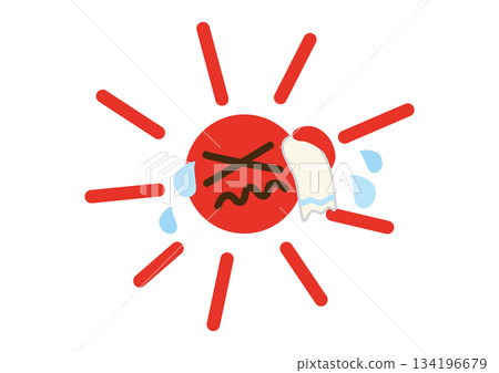 The hot and sweaty sun is wiping himself with a towel The hot and sweaty sun is wiping himself with a towel 134196679