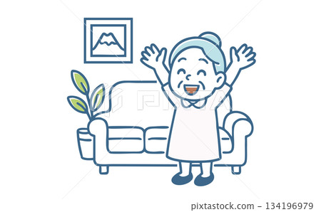 Senior woman raising both hands in a cheer Senior woman raising both hands in a cheer 134196979