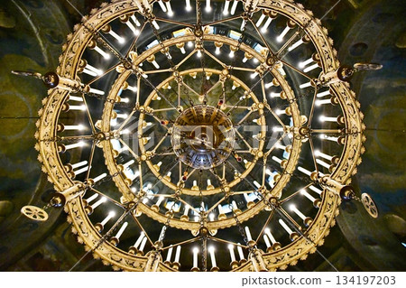 Bulgaria, Sofia, Alexander Nevsky Cathedral, chandelier, Bulgarian Orthodox Church Bulgaria, Sofia, Alexander Nevsky Cathedral, chandelier, Bulgarian Orthodox Church 134197203