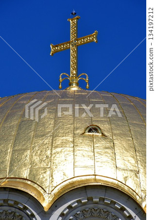 Bulgaria, Sofia, Alexander Nevsky Cathedral, cross on the central dome, Bulgarian Orthodox Church 134197212