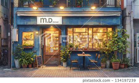 背景素材插畫_時尚咖啡館 134197239