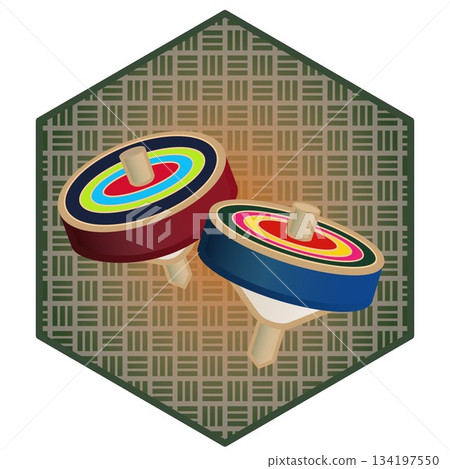 方形背景的旋轉陀螺插圖 134197550