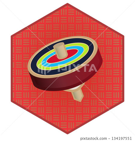 Illustration of a spinning top with a square background Illustration of a spinning top with a square background 134197551