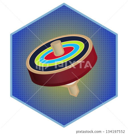 方形背景的旋轉陀螺插圖 134197552