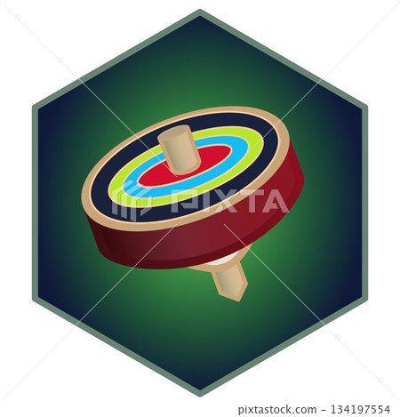 方形背景的旋轉陀螺插圖 134197554