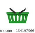 Green empty Shopping Cart from a supermarket for shopping. Shopping Basket, Shopping bag, 3d rendering of the icon on a transparent background 134197566
