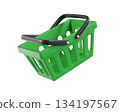 Green empty Shopping Cart from a supermarket for shopping. Shopping Basket, Shopping bag, 3d rendering of the icon on a transparent background 134197567