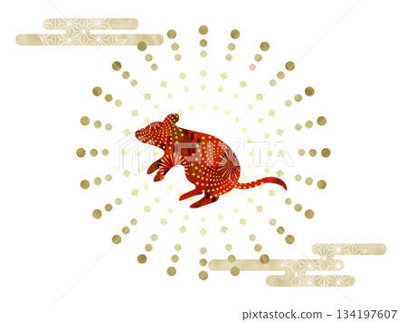 Japanese-style rats and geometric patterns Japanese-style rats and geometric patterns 134197607