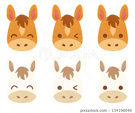 Cute Horse Expression Material Year of the Horse Watercolor Illustration Set Horse New Year 2026 Cute Horse Expression Material Year of the Horse Watercolor Illustration Set Horse New Year 2026 134198040